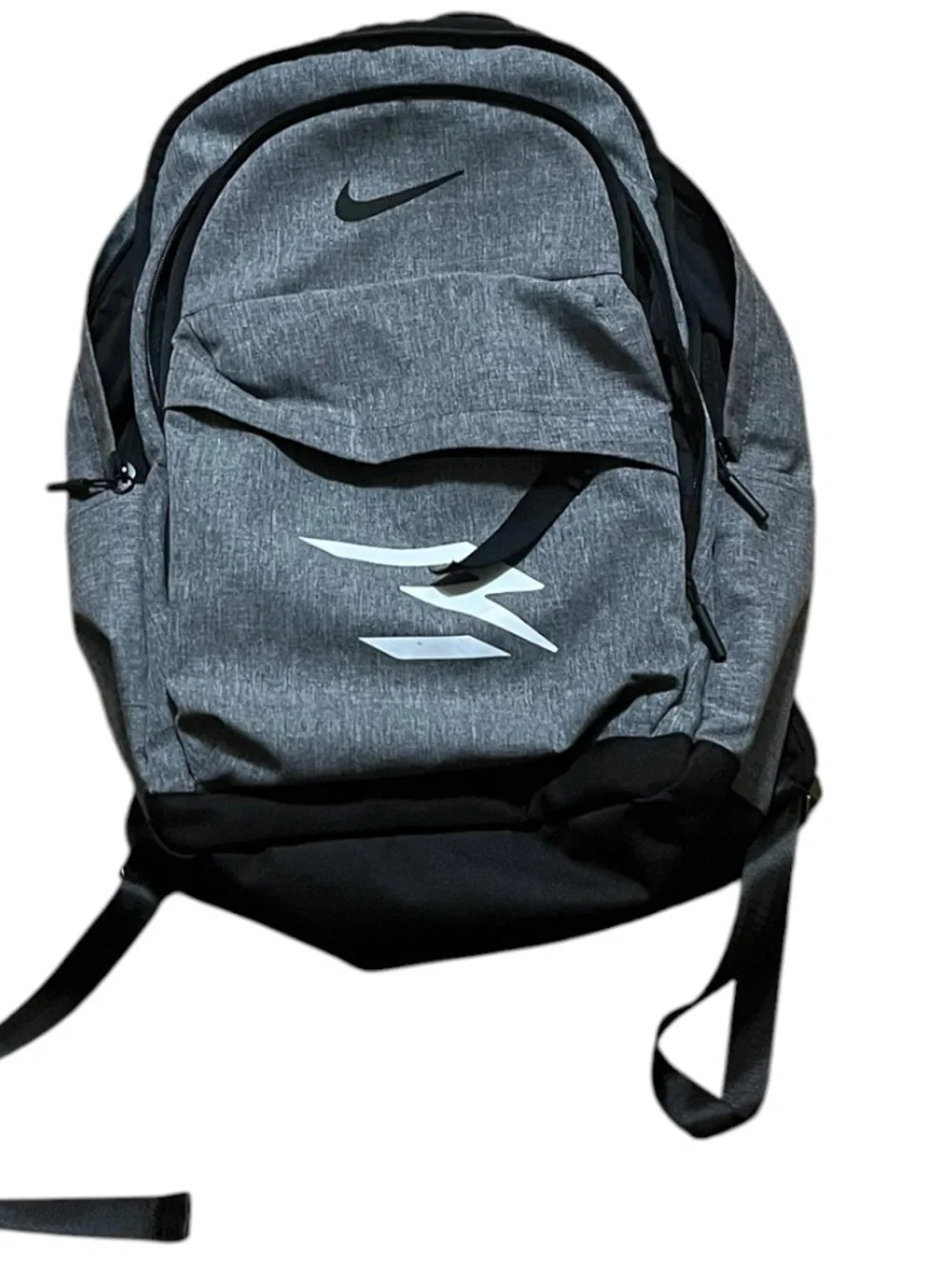 Nike Gray and Black Men's Backpack with White Logo